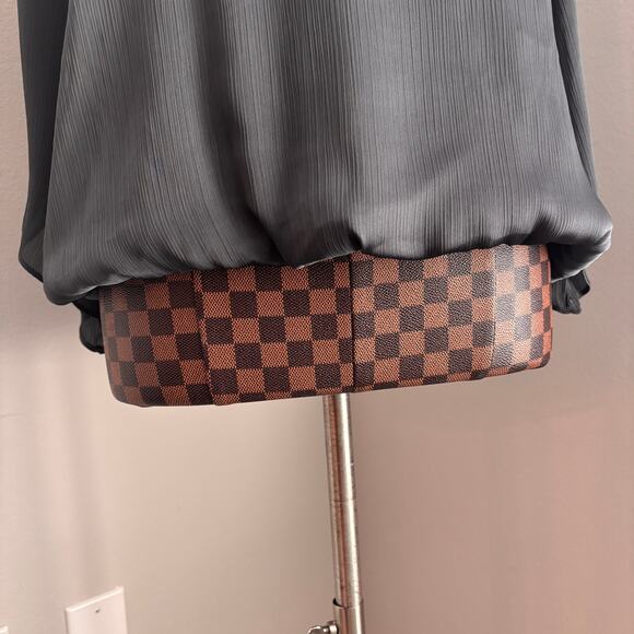 Black Bubble Hem Blouse Medium Gold Rhinestone Collar Top Shirt Bell I.N. Studio - Picture 6 of 11